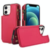 For iPhone 12 mini Double Flap Zipper RFID Leather Phone Case with Short Lanyard(Red)