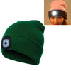 Unisex Warm Winter Polyacrylonitrile Knit Hat Adult Head Cap with 4 LED Lights, Button Battery (Dark Green)