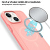 For iPhone 14 Plus Shockproof MagSafe Armor PC Hybrid TPU Phone Case(Light Pink+Coral Red)