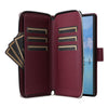 For Samsung Galaxy S22 Ultra 5G Nine-card Slots Zipper Wallet Bag Leather Phone Case(Wine Red)