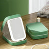 Multifunctional LED Light Cosmetic Mirror Cosmetic Bag Jewelry and Cosmetics Storage Box(Green)