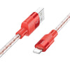 hoco X99 Crystal Junction 2.4A USB to 8 Pin Silicone Charging Data Cable, Length:1m(Red)