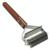 Wooden Handle Pet Comb - Dual-Sided Stainless Steel