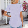 Spring and Summer Square Neck Pleated Short Sleeve Ladies Loose T-Shirt Top, Size: S(Purple)