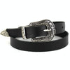 Women Black Leather Western Cowgirl Waist Metal Buckle Waistband New Hot Silver double buckle black bottom