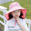 1039 Summer Children Fisherman Hat Large Brim Shawl Sun Hat(Pink)