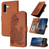 For Samsung Galaxy A36 5G Datura Flower Embossed Flip Leather Phone Case(Brown)