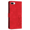 For iPhone 8 Plus / 7 Plus Tulips Embossed Leather Phone Case with Lanyard(Red)