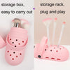 Portable Makeup Pen Storage Frame Multifunctional Silicone Makeup Tool Storage Box(Pink)