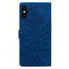 For iPhone X / XS Lace Floral Embossed Magnetic Buckle Leather Phone Case(Blue)