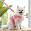 Rose Red Floral Lace Dog/Cat Harness & Leash - Size L