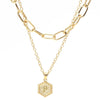26 Alphabet Double Layer Necklace Hexagonal Letter Pendant Layered Collarbone Chain, Style: P