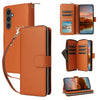 For Samsung Galaxy S24 FE 5G Nine-card Slots Zipper Wallet Bag Leather Phone Case(Brown)