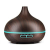 USB 400ml Wood Texture Fragrance Machine Pointed Mouth Humidifier Automatic Alcohol Sprayer with Colorful LED Light & Remote Control(Coffee)