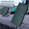For Samsung Galaxy S22+ 5G Line Splicing Buckle Retro Leather Phone Case(Dark Green)