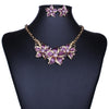 Crystal Enamel Flower Jewelry Sets For Women(Purple)