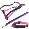 Pink Denim Dog Leash, Collar & Chest Strap Set (S) - Strong & Durable