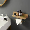 20cm Beech Wood Wall-Mounted Paper Towel Rack Bathroom Shelf Roll Tissue Holder