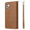 For Samsung Galaxy S25+ 5G 9-Card Slots Zipper Wallet Bag Leather Phone Case(Brown)