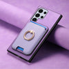 For Samsung Galaxy S23 Ultra 5G Retro Cross Leather Ring Vertical Insert Card Bag MagSafe Phone Case(Purple)