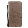 For iPhone XR Embossed Butterfly Pattern Horizontal Flip Leather Case with Card Slot & Holder & Wallet & Lanyard (Grey)