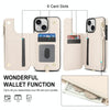 For iPhone 13 mini Double Flap Zipper RFID Leather Phone Case with Short Lanyard(White)