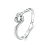 S925 Sterling Silver Platinum Plated Love Moissanite Ring, Size: No.6(MSR047)