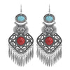 Vintage Tassel Earrings Exaggerated Turquoise Jewelry Earrings(Red)