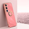 For vivo V40 Lite 5G XINLI Straight Edge 6D Electroplate TPU Phone Case with Ring Holder(Hawthorn Red)