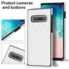 For Samsung Galaxy S10 Elegant Rhombic Pattern Microfiber Leather +TPU Shockproof Case with Crossbody Strap Chain(White)