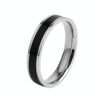Simple Black White Epoxy Couple Ring Women Titanium Steel Ring Jewelry, Size: US Size 6(Black Glue Silver)