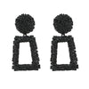 Metal Earrings Simple Geometric Embossed Floral Earrings Retro Fashion Personality Earrings(black)
