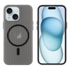 For iPhone 15 Plus PC Corrugated MagSafe Phone Case(Black)