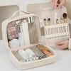 Large Capacity Cosmetic Storage Bag PU Waterproof Travel Toiletry Bag(Beige)