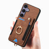 For Samsung Galaxy S25 5G Retro Skin-feel Ring Multi-card Wallet Phone Case(Brown)