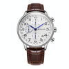 Ochstin 6050C Multifunctional Quartz Men Leather Watch(Silver+Coffee)
