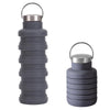 500ml Outdoor Sports Silicone Telescopic Cup Portable Foldable Travel Water Kettle(Gray Handle Lid)