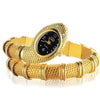 Snake Shape Bracelet Diamonds-plated Quartz Watch(Gold)
