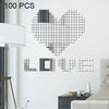 100 PCS Square Crystal Mosaic Mirror Acrylic Stereo Wall Stickers Creative Background Home Living Room Wall Sticker,Size:2*2cm(Silver)