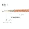 BNC Male to Male RG316 RF Cable 50cm - 50 Ohm