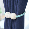 Fashion Adornments Pearl Magnetic Buckle Curtain Strap(Lake Blue)