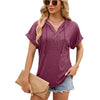Ladies Summer Hooded Button Loose Short Sleeve T-Shirt Blouse, Size: XXL(Wine Red)