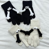 Fall Winter Couple Students Magnetic Warm Gloves Cute Dolls Outdoor Hand In Hand Mittens, Size: Average(White)