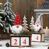 Christmas Wooden Pine Cone Calendar Ornaments Decorative Wooden Calendar Countdown Ornaments(Gray Hat)