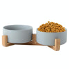 Elevated Ceramic Cat & Small Dog Bowls - Grey, 13cm, 800ml