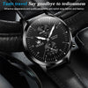 OLEVS 2880 Men Multifunctional Business Waterproof Leather Strap Quartz Watch(Black)