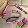 Reflective Elastic Dog Lead with Car Safety Buckle - Green