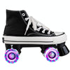 Flash Roller Skates Shoes Adult Children Four-Wheel Canvas Roller Skates Shoes Double Row Roller Skates Shoes, Size: 32(Black+ Special Bag)