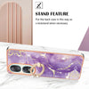 For Honor 90 5G Electroplating Marble IMD TPU Phone Case with Ring Holder(Purple 002)