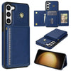 For Samsung Galaxy S23+ 5G Three Fold Card Bag Phone Case with Long Lanyard(Blue)